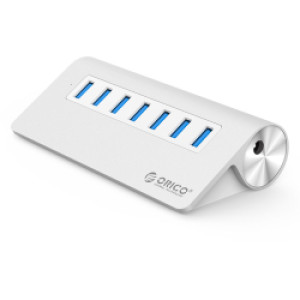 Orico 7-portni USB3.0 hub/punjač, Aluminium, vanjsko napajanje, srebrni